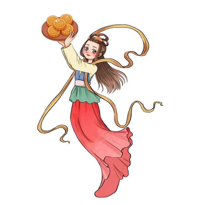 手绘国潮中国风古代敦煌神话飞天仙女美女古装人物插画PSD素材
