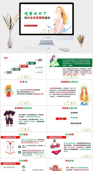 性教育PPT模板预览图