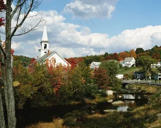 枫树林间的欧式建筑洋房