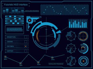 科幻未来科技操作仪表盘HUD元素图游戏UI图标界面边框矢量AI素材