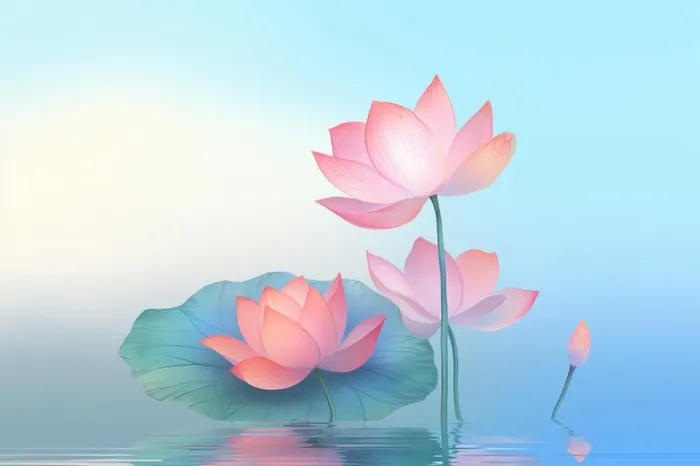 简约清新淡粉色荷花背景(1344x896)