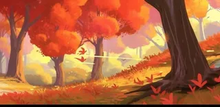 秋季树木黄了红了落叶森林金红色背景