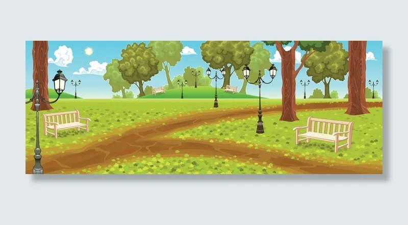 卡通风景蓝天eps,ai矢量模版下载