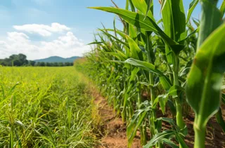 开阔的玉米田蓝天白云摄影图