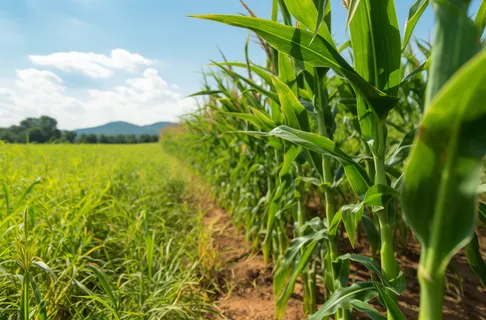 开阔的玉米田蓝天白云摄影图 开阔的玉米田蓝天白云摄影图