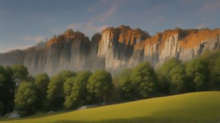 绿色平原与山脉风景插画壁纸