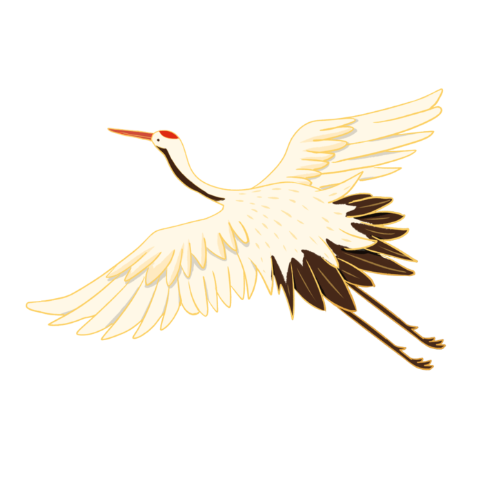 中国风古典中式国潮风手绘飞鹤图案仙鹤装饰素材PNG免抠插画元素