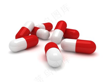 红白相间的胶囊药片高清图片