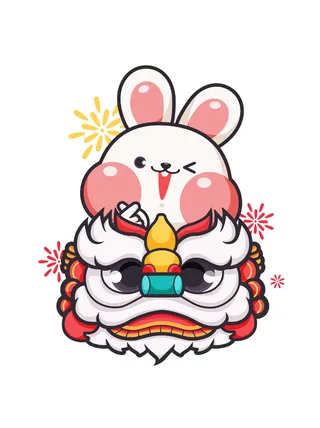 舞狮兔 新年兔 新春兔 兔子 兔年兔子