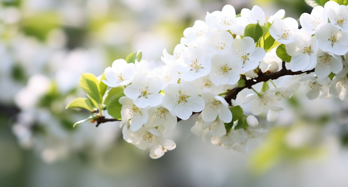 春天里盛开的李子树花摄影图