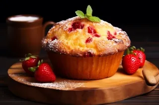 小蛋糕草莓甜点下午茶摄影图