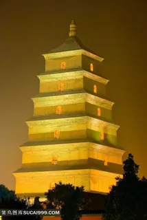 大雁塔迷人夜景素材