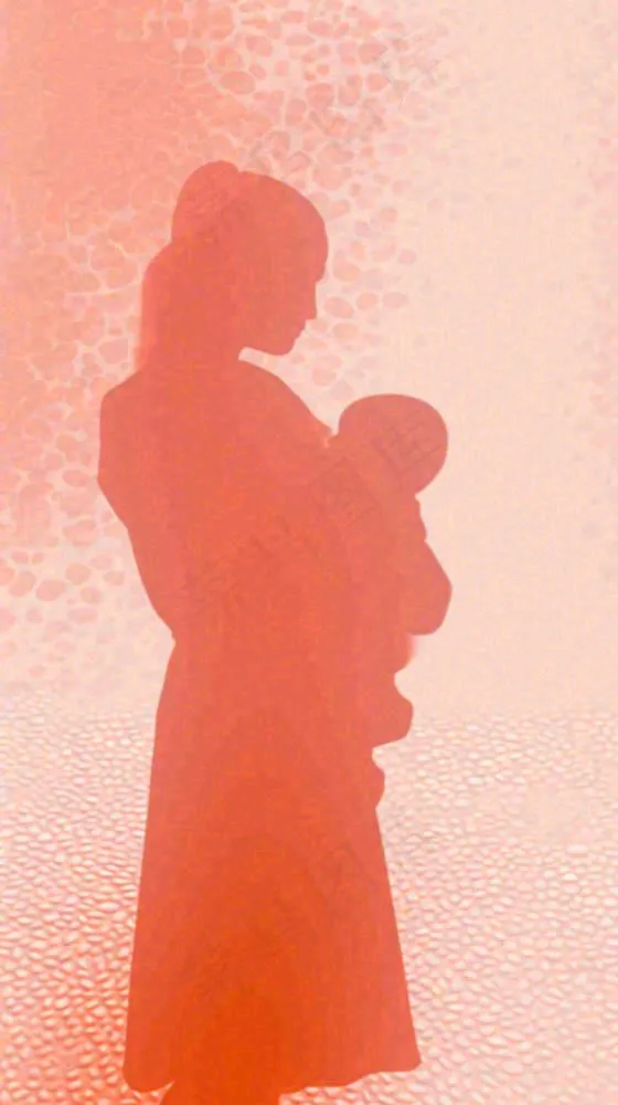 母亲节母婴粉色渐变投影意境节日，温馨(816x1456)