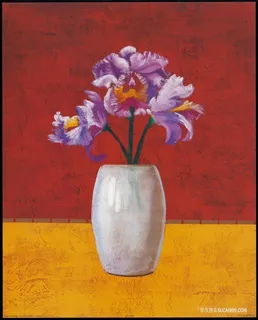 紫色花卉花瓶插画