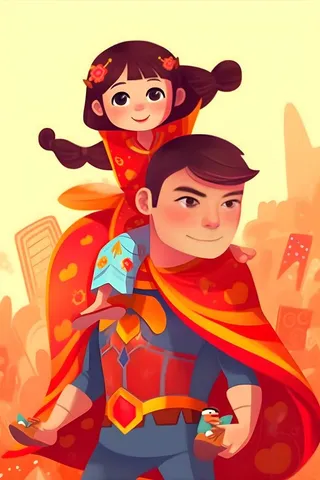 超人爸爸和孩子背景