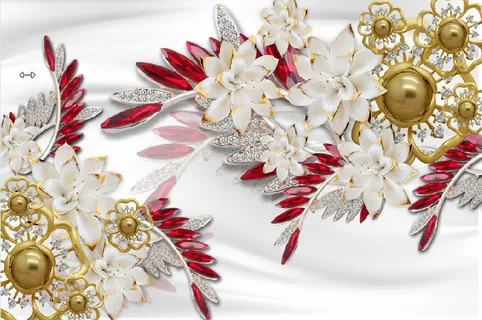 雕塑钻石天鹅花卉背景墙