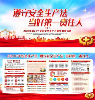 安全生产法当好第一责任人安全知识宣传展板模板