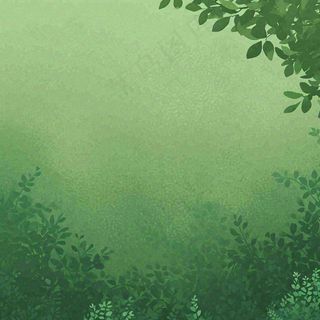 春天手绘绿草绿树