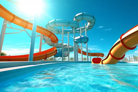 带水滑梯的儿童游泳池