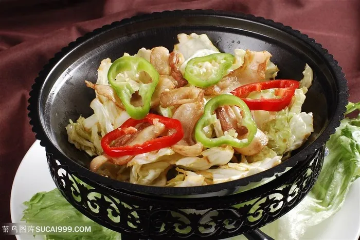 中华美食干锅包菜摄影图