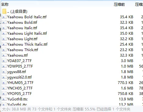 字体（Y-Z）