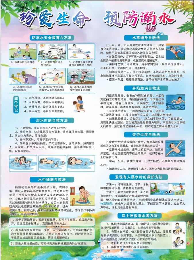 防溺水宣传单页 防溺水安全教育知识cdr矢量模版下载