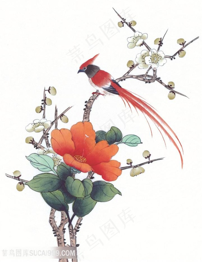 唯美花鸟树枝艺术装饰画