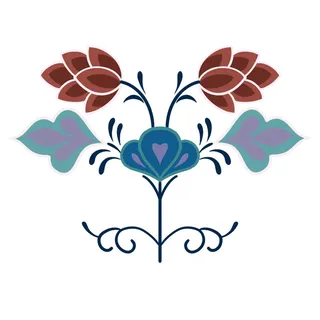 复古中国风国潮敦煌花纹花草插画手绘装饰小元素PSD素材