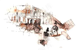 创意水彩西方古典造型高清图片