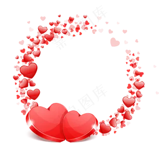 七夕节红色爱心图片png免抠图