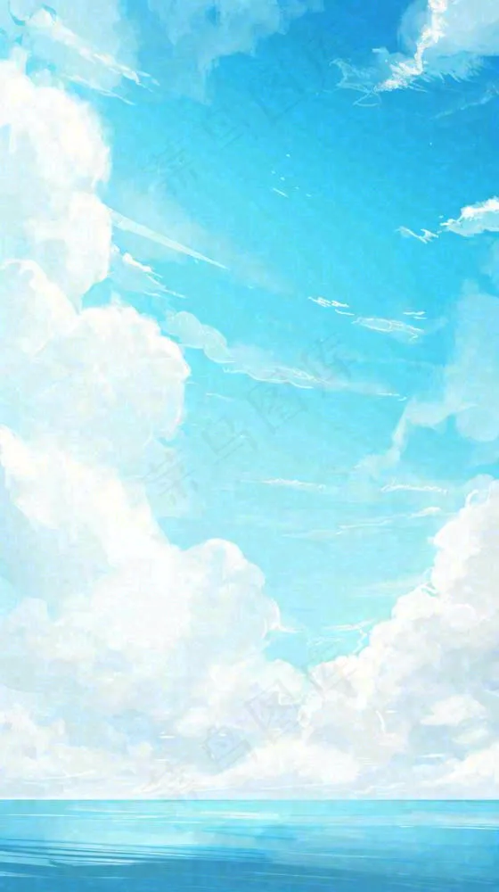 海洋海面蓝天云层白云清新春天夏天阳光，立夏夏至大暑小暑(816x1456)