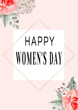 玫瑰妇女节女神节粉色贺卡
