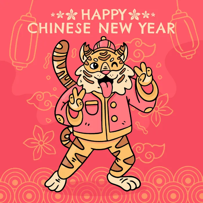 新年虎年老虎插画ai矢量模版下载