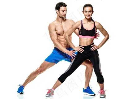 运动健身的男女动作高清大图