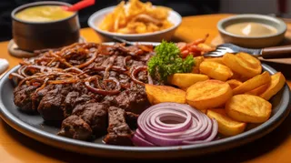 牛排意面美食摄影图