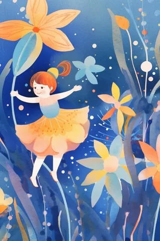 舞蹈可爱女孩插画背景