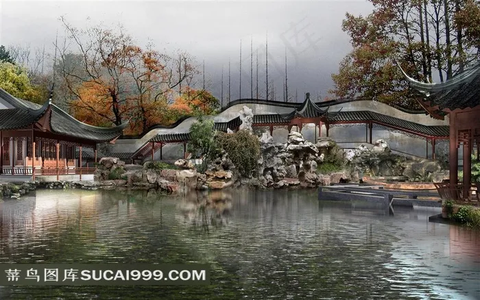 未来中国古建筑效果图