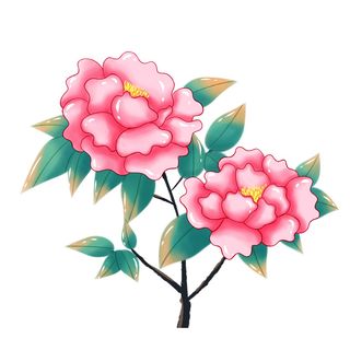 手绘国潮中国风古典牡丹花国花花卉装饰图案PSD设计素材