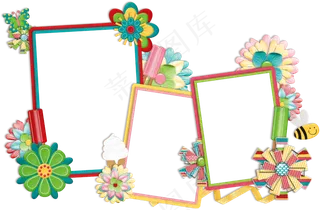 卡通边框 卡通彩色框  手绘对话框 可爱边框 免抠