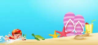 可爱游泳小孩PSD素材