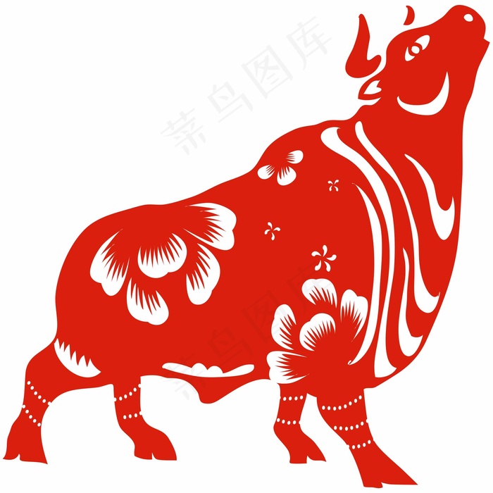 牛剪纸 剪纸风元素