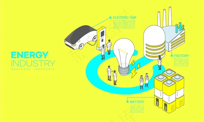 矢量绿色环保新能源动力插画ai矢量模版下载