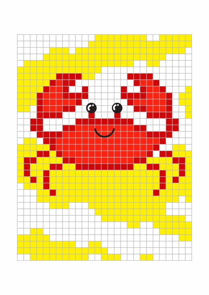 马赛克格子拼凑抽象螃蟹海鲜