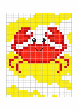 马赛克格子拼凑抽象螃蟹海鲜