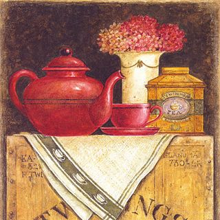 唯美花卉茶壶艺术油画