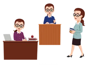 少儿兴趣班老师女生卡通