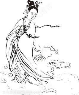 女性手绘线描108罗汉矢量PNG图片 女性手绘线描108罗汉矢量PNG图片