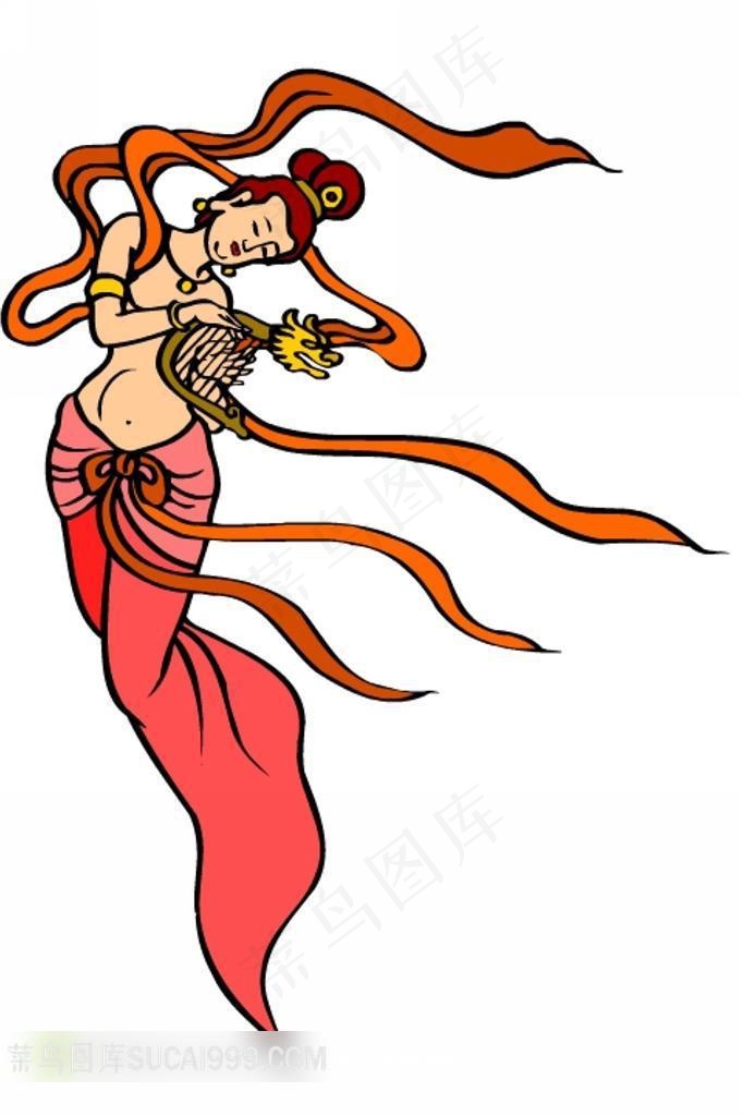 飞天神话人物插画素材