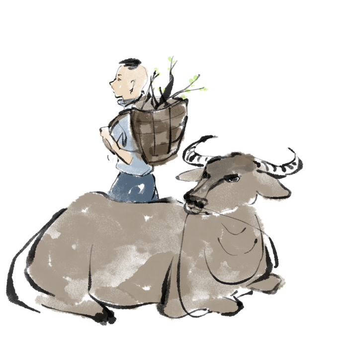 清明清明节水墨画牧童放牛