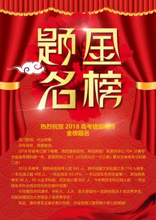 喜报战报海报贺喜金榜题名